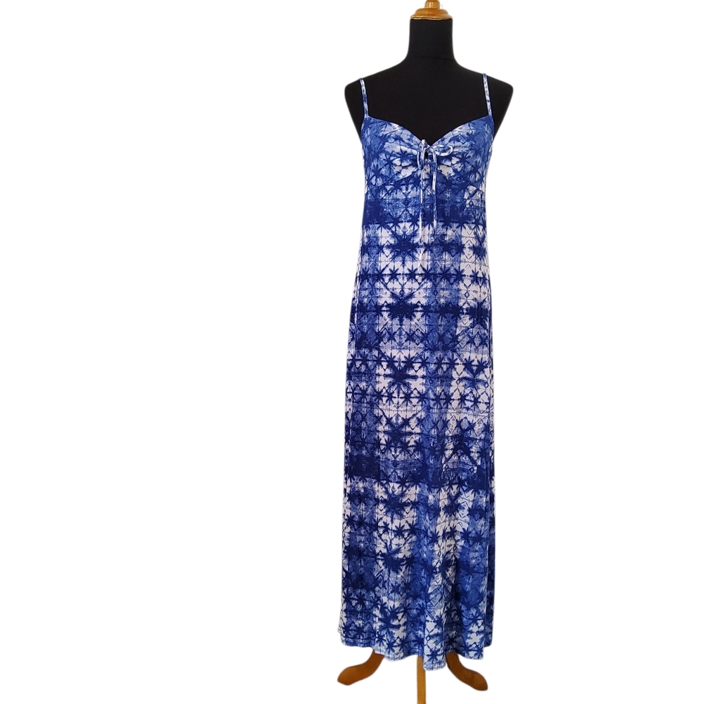 New Michael Stars Blue Tie Dye Midi A-Line Slit Dress Size S